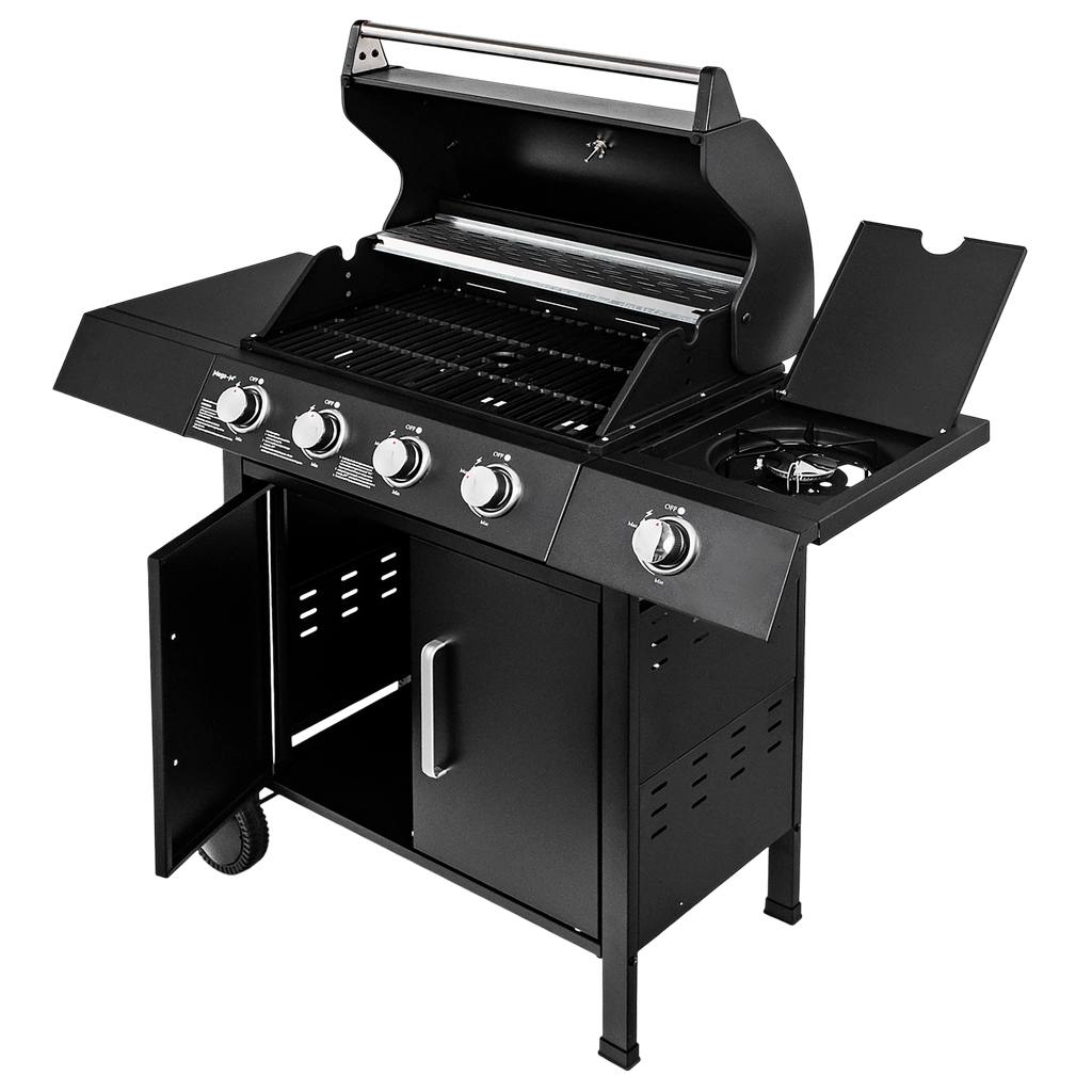 grill gazowy, grill ogrodowy gazowy, grill z żeliwnym rusztem, grill czarny, grill na taras, grill gastronomiczny, grill mobilny