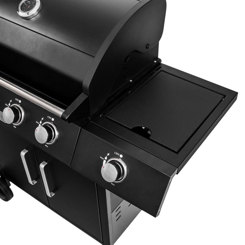 grill gazowy, grill ogrodowy gazowy, grill z żeliwnym rusztem, grill czarny, grill na taras, grill gastronomiczny, grill mobilny