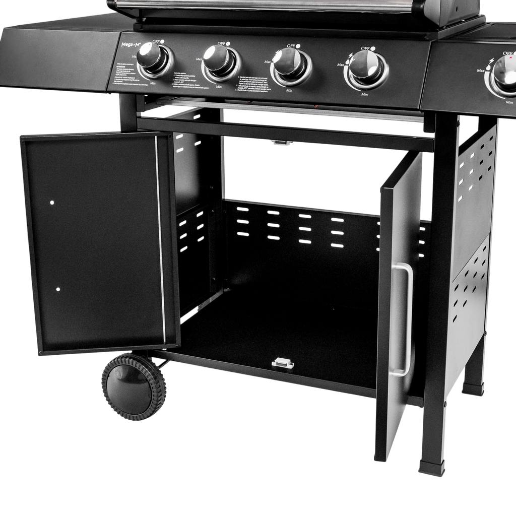 grill gazowy, grill ogrodowy gazowy, grill z żeliwnym rusztem, grill czarny, grill na taras, grill gastronomiczny, grill mobilny