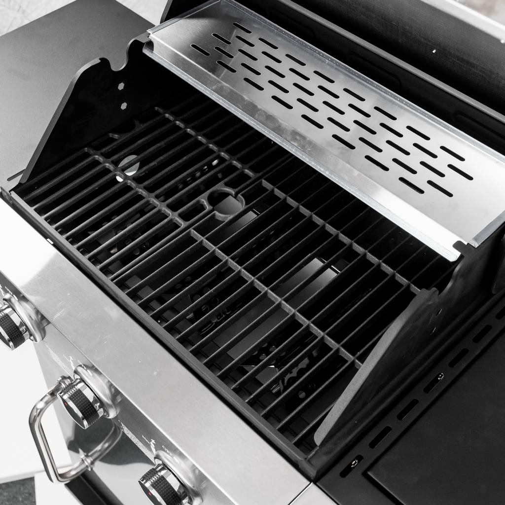 grill gazowy, grill ogrodowy gazowy, grill z żeliwnym rusztem, grill czarny, grill na taras, grill gastronomiczny, grill mobilny