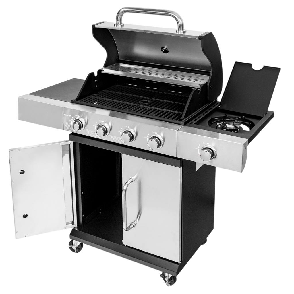 grill gazowy, grill ogrodowy gazowy, grill z żeliwnym rusztem, grill czarny, grill na taras, grill gastronomiczny, grill mobilny