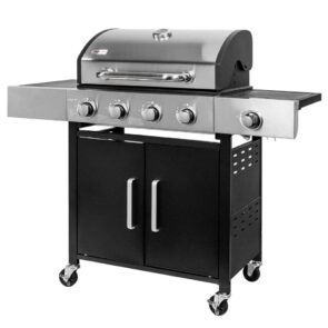 Grill ogrodowy gazowy Mega-M 4+1 stolik boczny pokrywa ze stali nierdzewnej