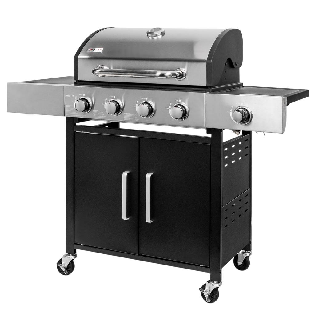 grill gazowy, grill ogrodowy gazowy, grill z żeliwnym rusztem, grill czarny, grill na taras, grill gastronomiczny, grill mobilny
