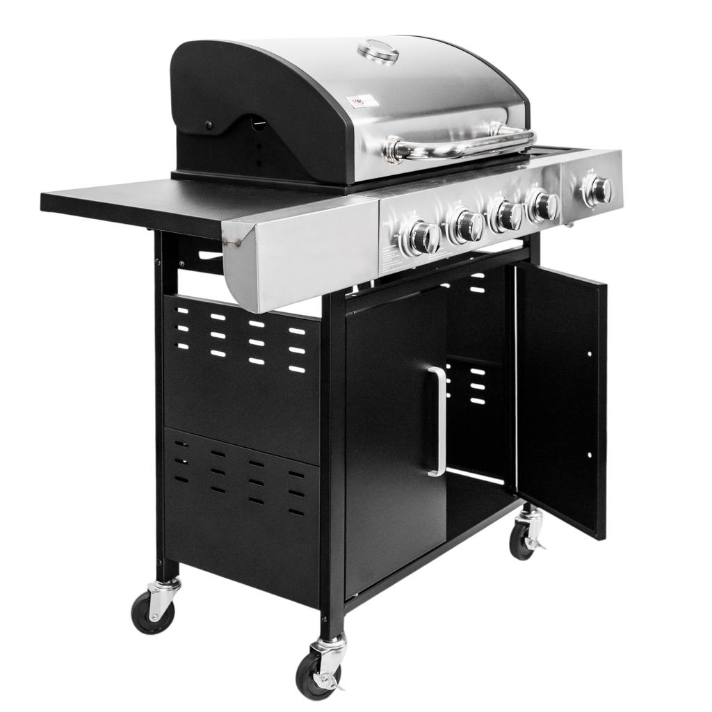 grill gazowy, grill ogrodowy gazowy, grill z żeliwnym rusztem, grill czarny, grill na taras, grill gastronomiczny, grill mobilny