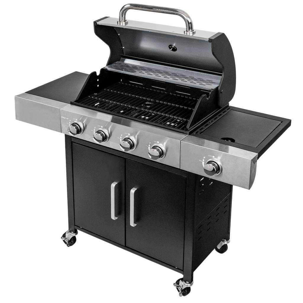 grill gazowy, grill ogrodowy gazowy, grill z żeliwnym rusztem, grill czarny, grill na taras, grill gastronomiczny, grill mobilny