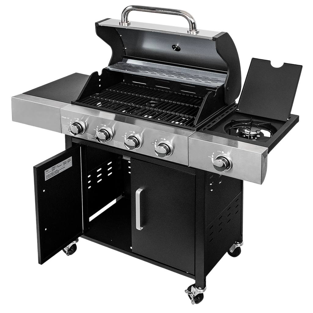 grill gazowy, grill ogrodowy gazowy, grill z żeliwnym rusztem, grill czarny, grill na taras, grill gastronomiczny, grill mobilny