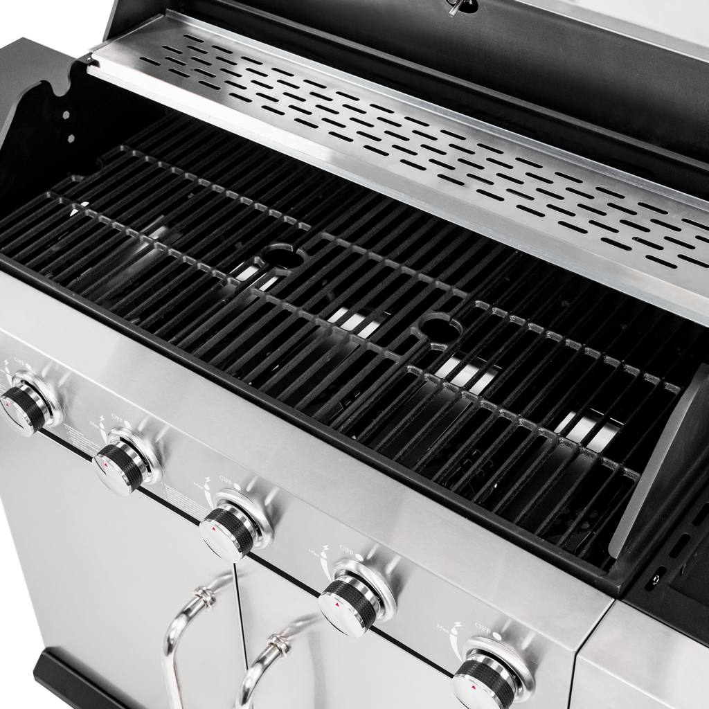 grill gazowy, grill ogrodowy gazowy, grill z żeliwnym rusztem, grill czarny, grill na taras, grill gastronomiczny, grill mobilny