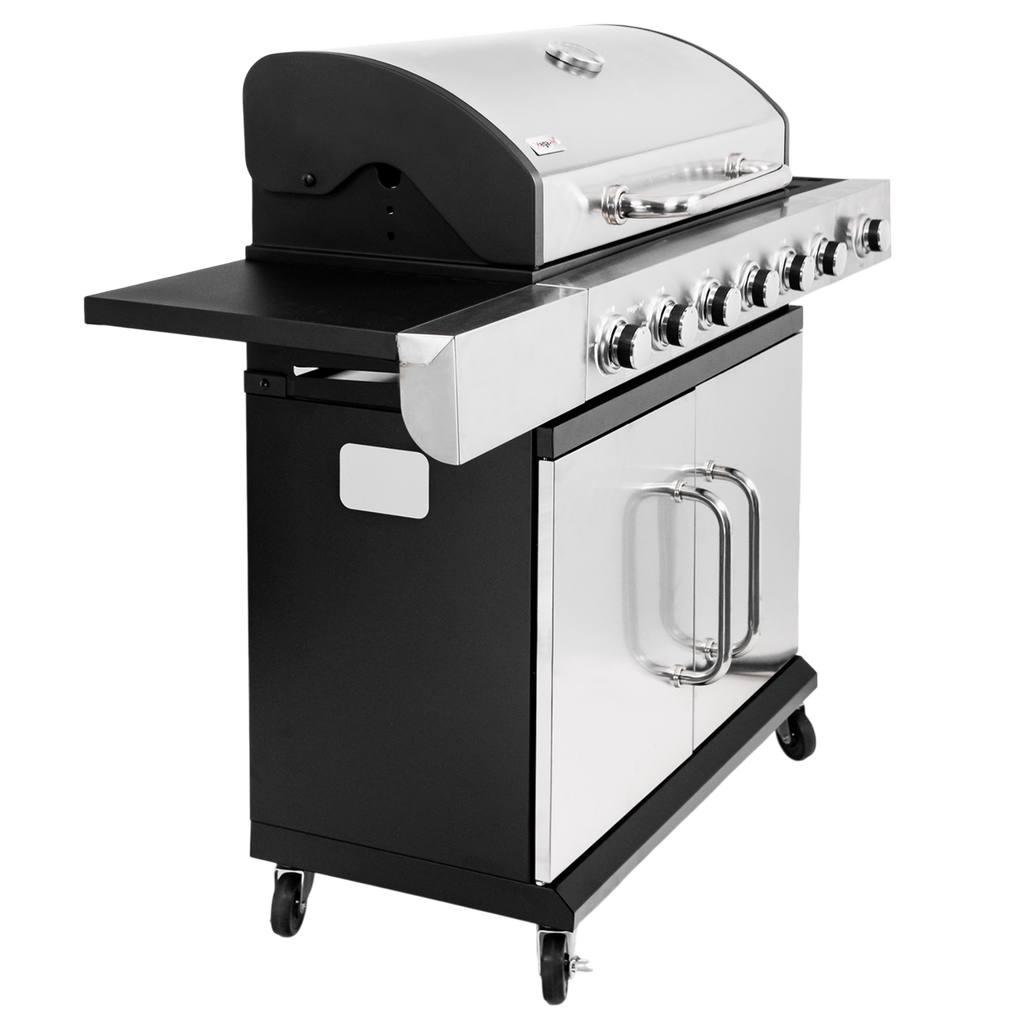 grill gazowy, grill ogrodowy gazowy, grill z żeliwnym rusztem, grill czarny, grill na taras, grill gastronomiczny, grill mobilny