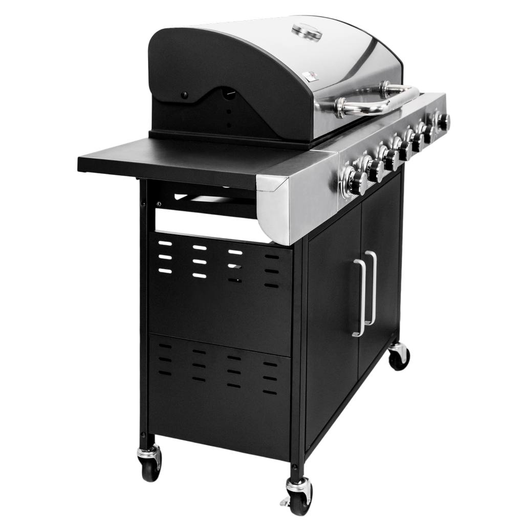 grill gazowy, grill ogrodowy gazowy, grill z żeliwnym rusztem, grill czarny, grill na taras, grill gastronomiczny, grill mobilny