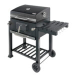 Zdjęcie produktu: Grill ogrodowy węglowy z pokrywą Mega-M 1x stolik boczny 56x42 cm czarny