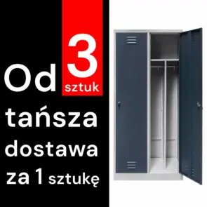 Szafka BHP ubraniowa Mega-M pracownicza 2-drzwiowa z przegrodami S-80 cm szara/grafitowy front WYSYŁKA PALETOWA