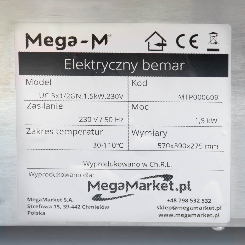 bemar elektryczny stołowy, bemar gastronomiczny, podgrzewacz do potraw, bemar z regulacją temperatury, profesjonalny bemar elektryczny