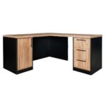 Zdjęcie produktu: Biurko narożne przyścienne z szafką i szufladami Mega-M L-160 cm G-60 cm H-76 cm dąb kraft/czarny