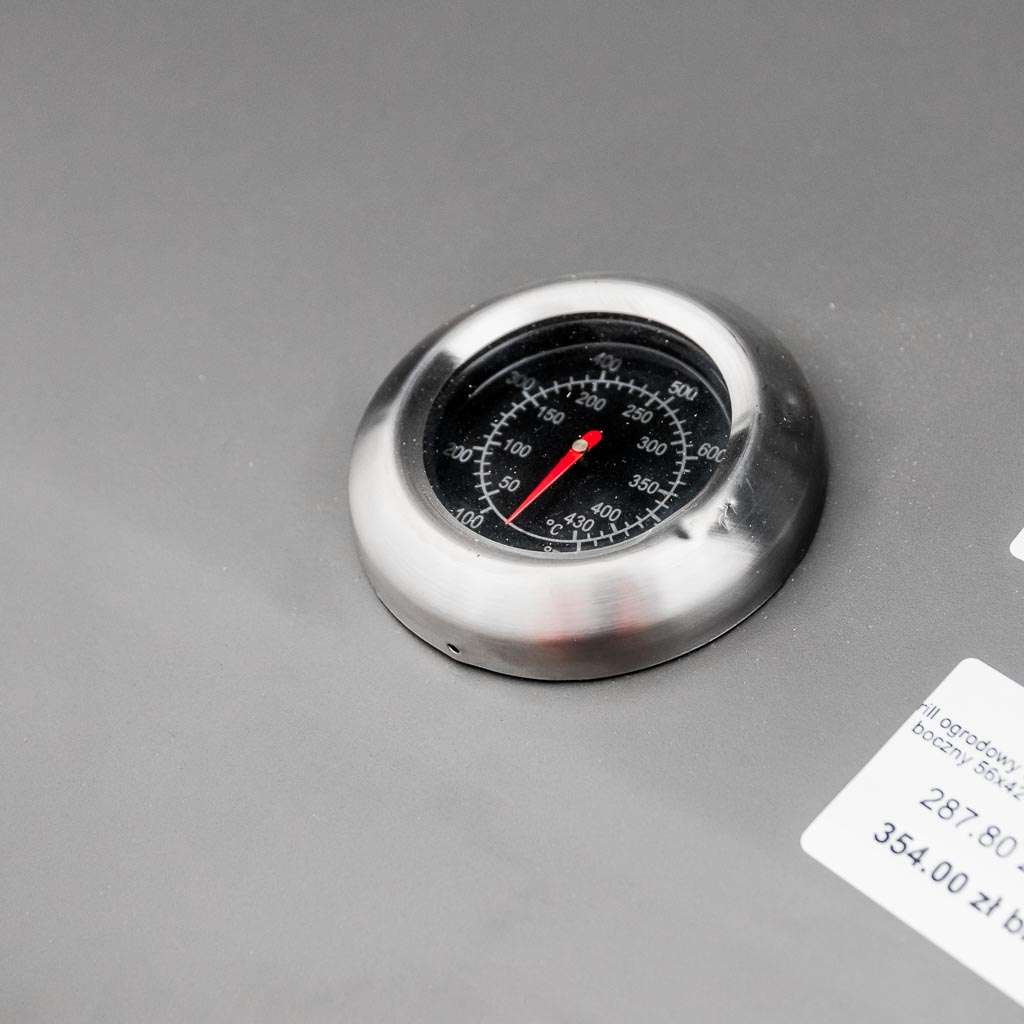 grill, grill ogrodowy, grill z termometrem, grill chromowany ruszt, grill z pokrywą i półką boczną