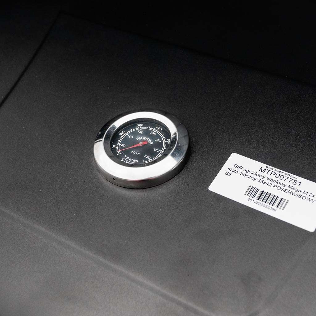 grill, grill ogrodowy, grill z termometrem, grill chromowany ruszt, grill z pokrywą i półką boczną