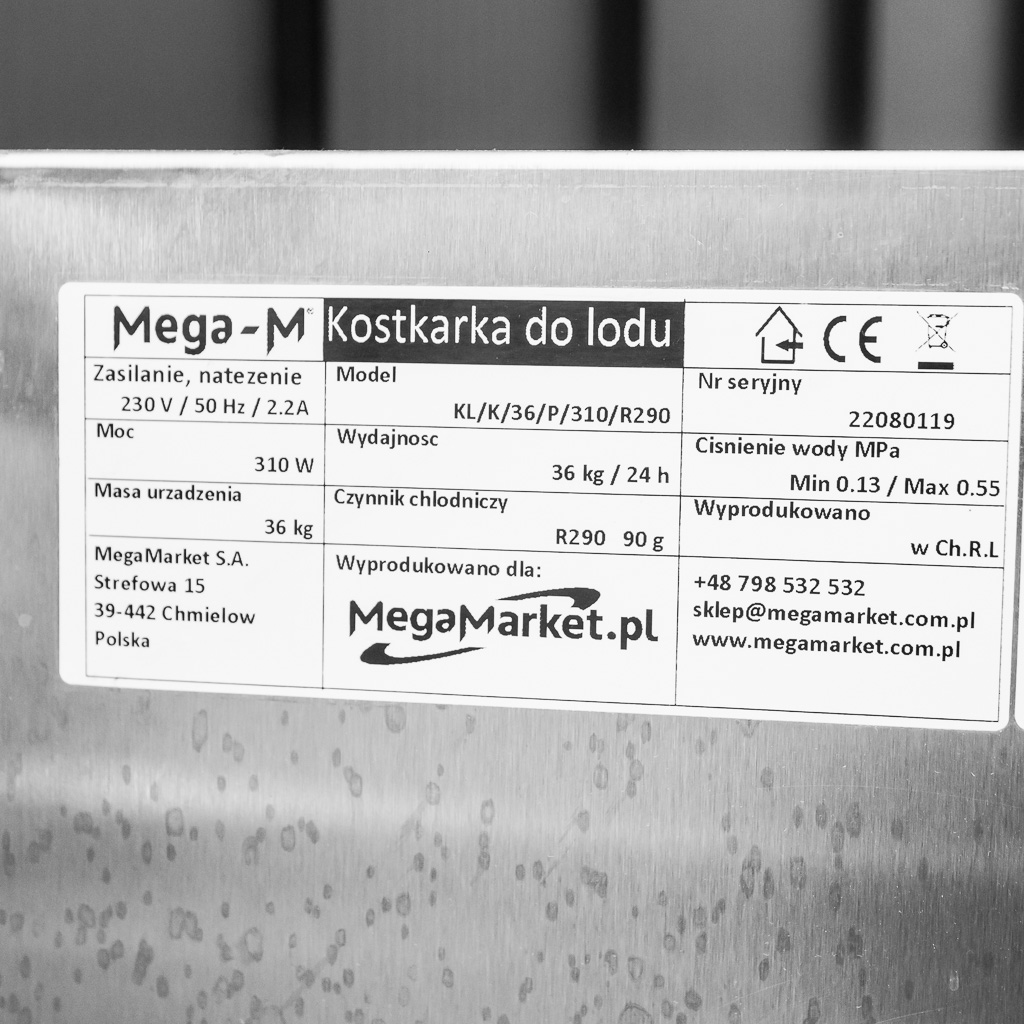 kostkarka do lodu 36 kg, kostkarka gastronomiczna, maszyna do lodu przemysłowa, kostkarka chłodzona powietrzem, profesjonalna kostkarka