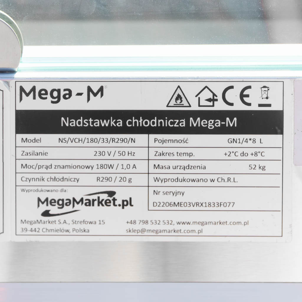 nadstawka chłodnicza, witryna chłodnicza na sałatki, nadstawka, chłodnica z szybą, sprzęt chłodniczy do gastronomii