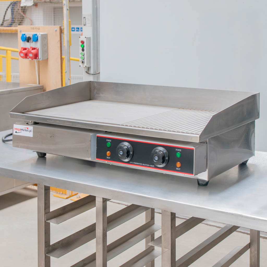 płyta grillowa elektryczna, grill gastronomiczny ryflowany, patelnia elektryczna, płyta grillowa chromowana, płyta grzewcza nierdzewna