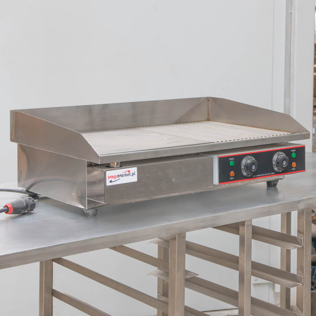 płyta grillowa elektryczna, grill gastronomiczny ryflowany, patelnia elektryczna, płyta grillowa chromowana, płyta grzewcza nierdzewna