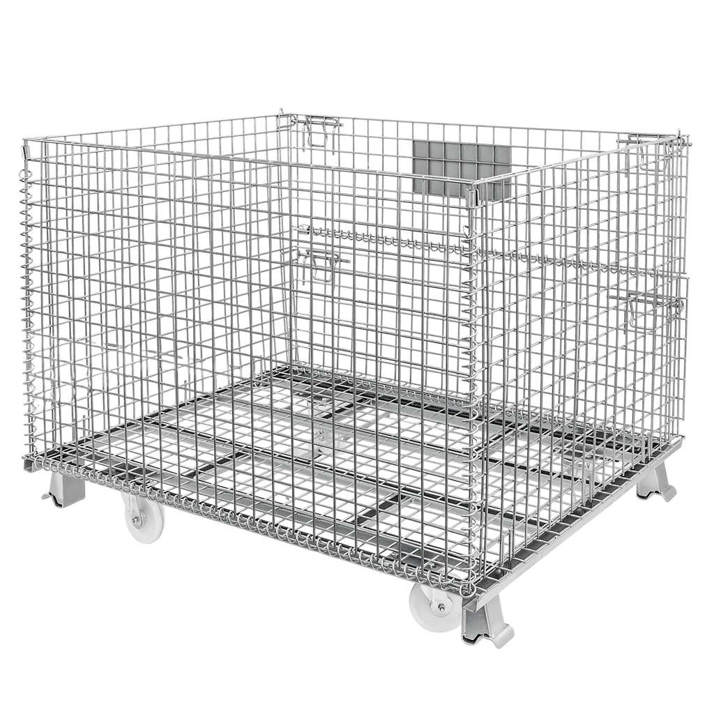 pojemnik siatkowy, gitterbox, kosz metalowy, pojemnik magazynowy, składany pojemnik, pojemnik z kołami, ocynkowany kosz, mobilny gitterbox