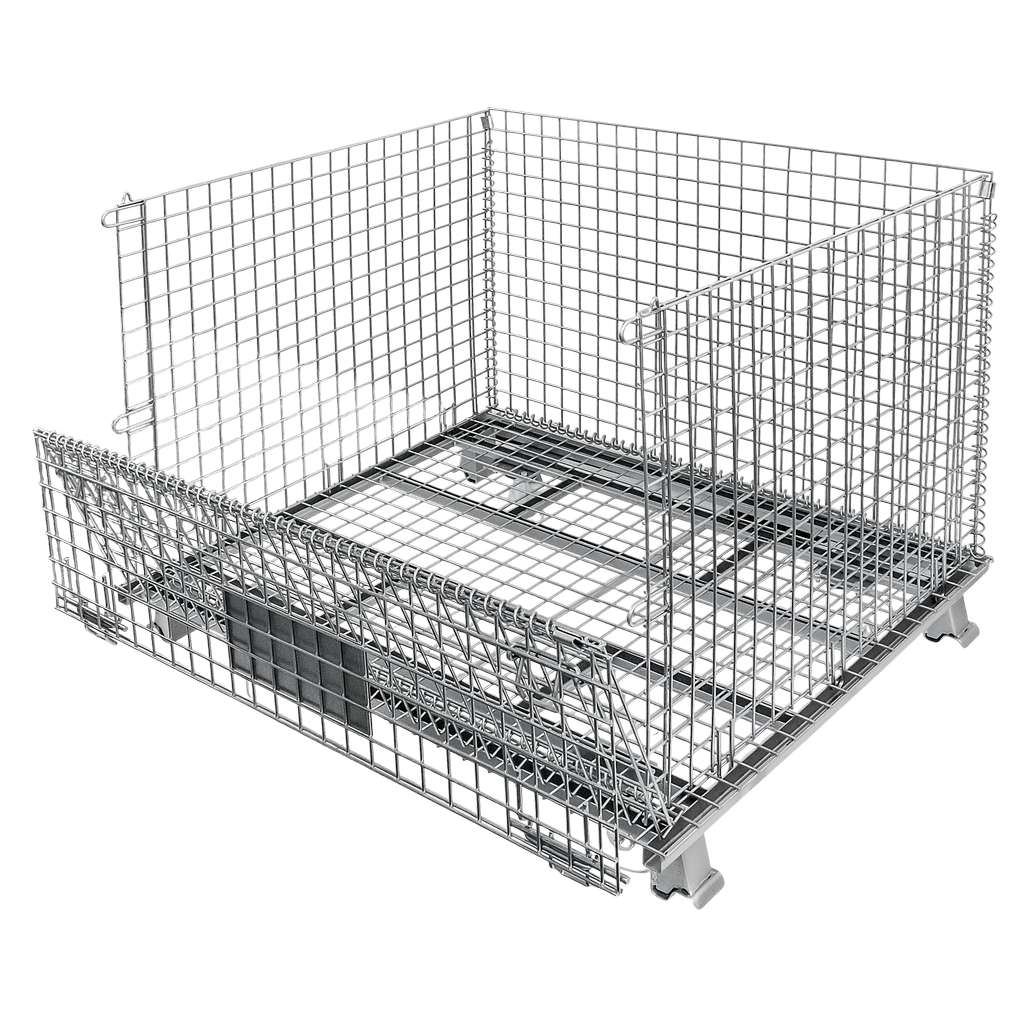 pojemnik siatkowy, gitterbox, kosz metalowy, pojemnik magazynowy, składany pojemnik, pojemnik z kołami, ocynkowany kosz, mobilny gitterbox