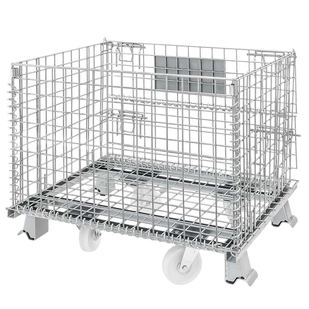 pojemnik siatkowy, gitterbox, kosz metalowy, pojemnik magazynowy, składany pojemnik, pojemnik z kołami, ocynkowany kosz, mobilny gitterbox