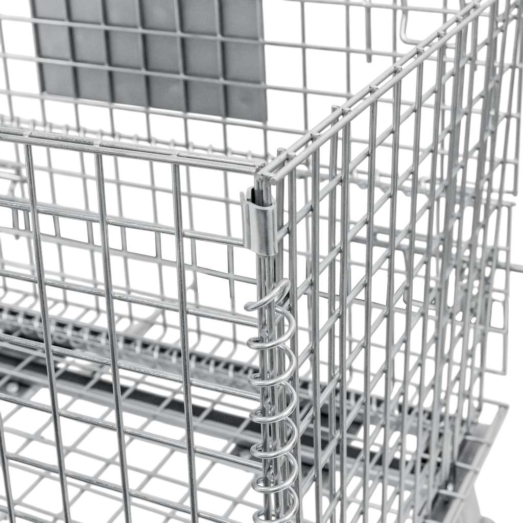 pojemnik siatkowy, gitterbox, kosz metalowy, pojemnik magazynowy, składany pojemnik, pojemnik z kołami, ocynkowany kosz, mobilny gitterbox