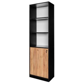 Zdjęcie produktu: Regał biurowy na segregatory Mega-M H- 200 cm L- 60 cm G- 35 cm dąb kraft /czarny