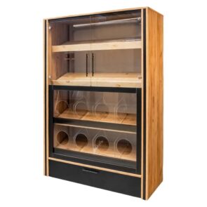 Zdjęcie produktu: Regał na pieczywo dzielony przeszklony Mega-M H-204 cm L-136 cm G-62 cm dąb kraft/czarny