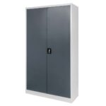 Zdjęcie produktu: Szafa biurowa metalowa na dokumenty Mega-M pełne drzwi S-100 cm G-40 cm H-185 cm szara grafitowy front