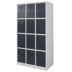 Zdjęcie produktu: Szafka skrytkowa BHP Mega-M 12 skrytek 90x50x180 cm szara grafitowy front