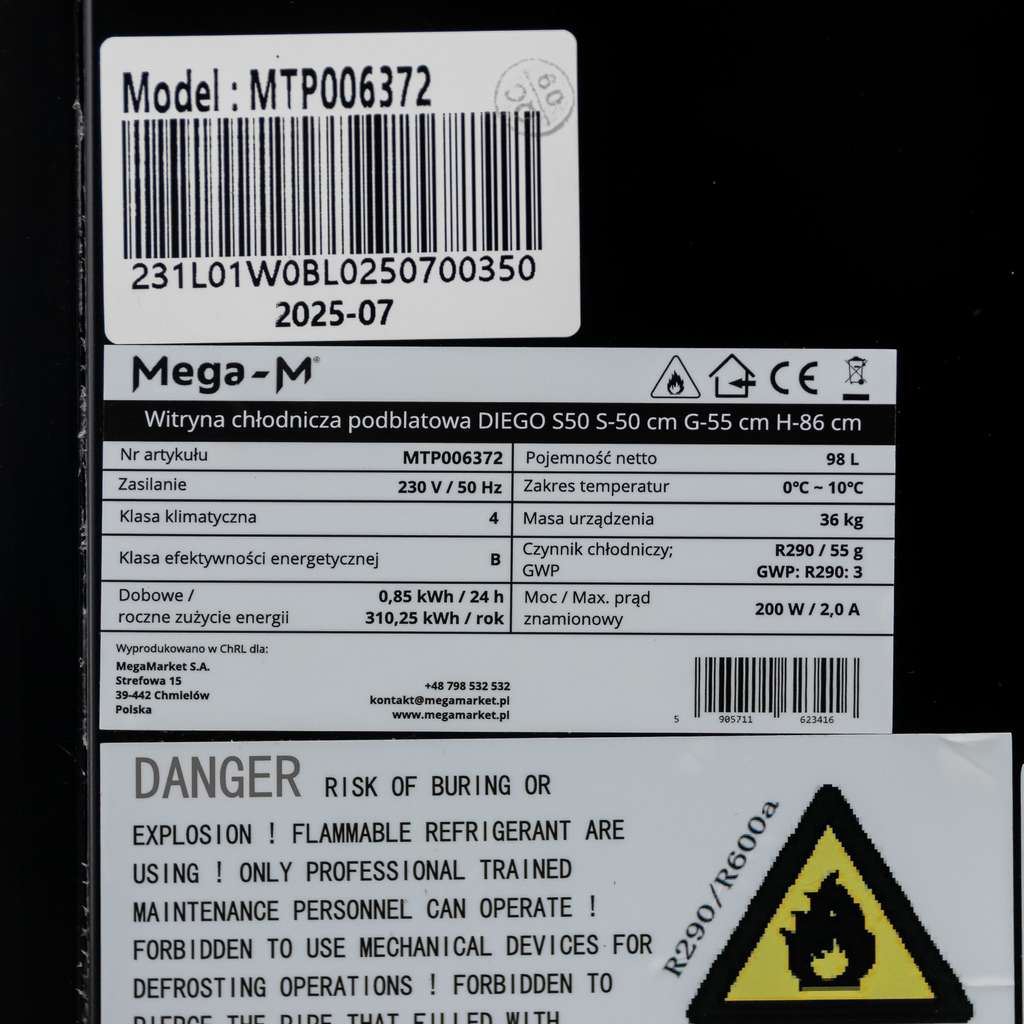 witryna chłodnicza podblatowa, lodówka, chłodziarka podblatowa na napoje