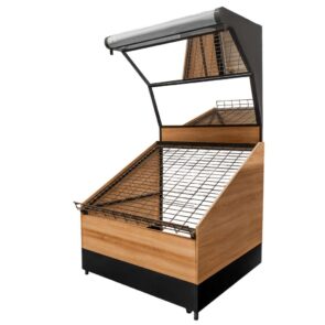 Zdjęcie produktu: Wyspa na warzywa i owoce skośna z lustrem Mega-M H-230 cm L-130 cm G-113 cm dąb sonoma