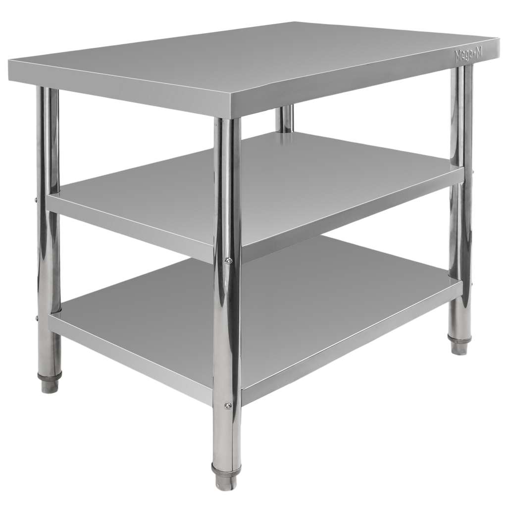 Stół gastronomiczny ze stali nierdzewnej centralny z 2 półkami S-100 cm