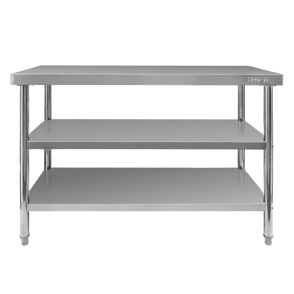 Stół gastronomiczny ze stali nierdzewnej centralny z 2 półkami Mega-M X STANDARD 120x60x85 cm