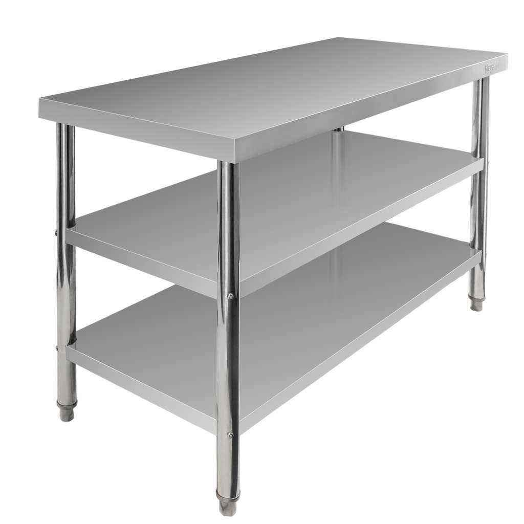 Stół gastronomiczny ze stali nierdzewnej centralny z 2 półkami Mega-M X STANDARD 120x60x85 cm