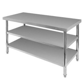 Zdjęcie produktu: Stół gastronomiczny ze stali nierdzewnej centralny z 2 półkami Mega-M X STANDARD 140x60x85 cm