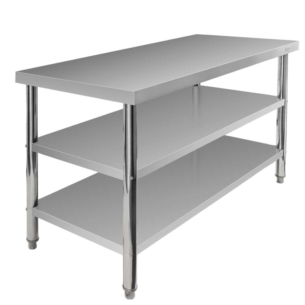 Stół gastronomiczny ze stali nierdzewnej centralny z 2-półkami S-140 cm
