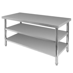 Zdjęcie produktu: Stół gastronomiczny ze stali nierdzewnej centralny z 2 półkami Mega-M X STANDARD 150x60x85 cm