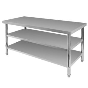 Zdjęcie produktu: Stół gastronomiczny ze stali nierdzewnej centralny z 2 półkami Mega-M X STANDARD 160x60x85 cm