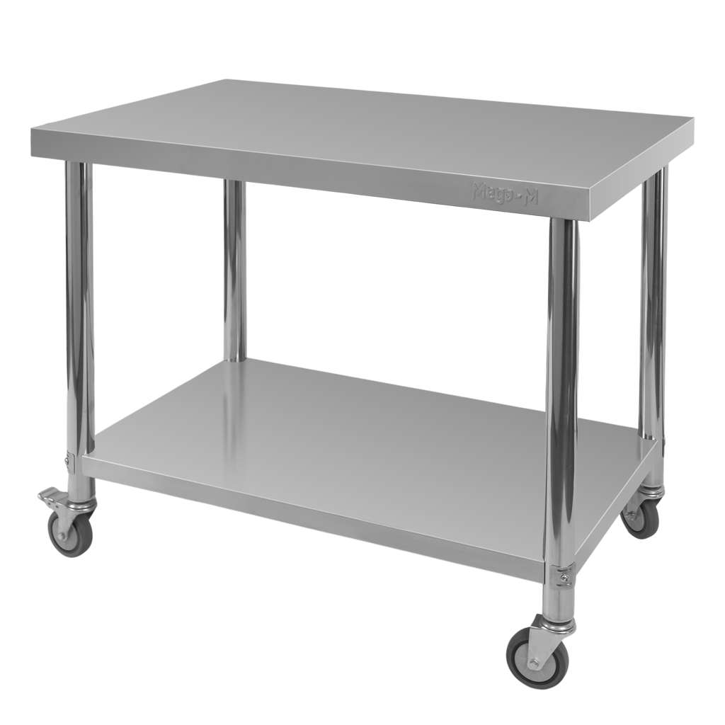 Stół gastronomiczny ze stali nierdzewnej mobilny z półką Mega-M X STANDARD 100x60x85 cm