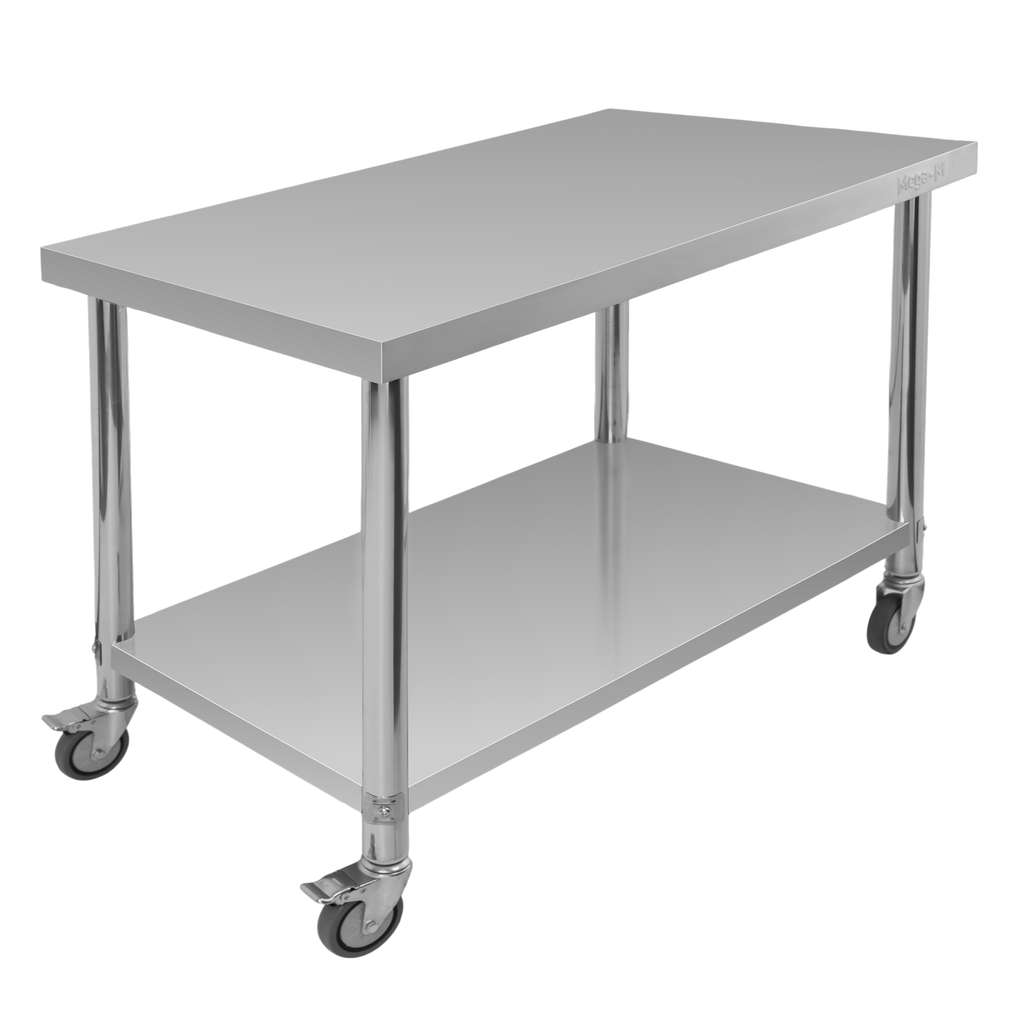 Stół gastronomiczny ze stali nierdzewnej mobilny z półką Mega-M X STANDARD 120x60x85 cm