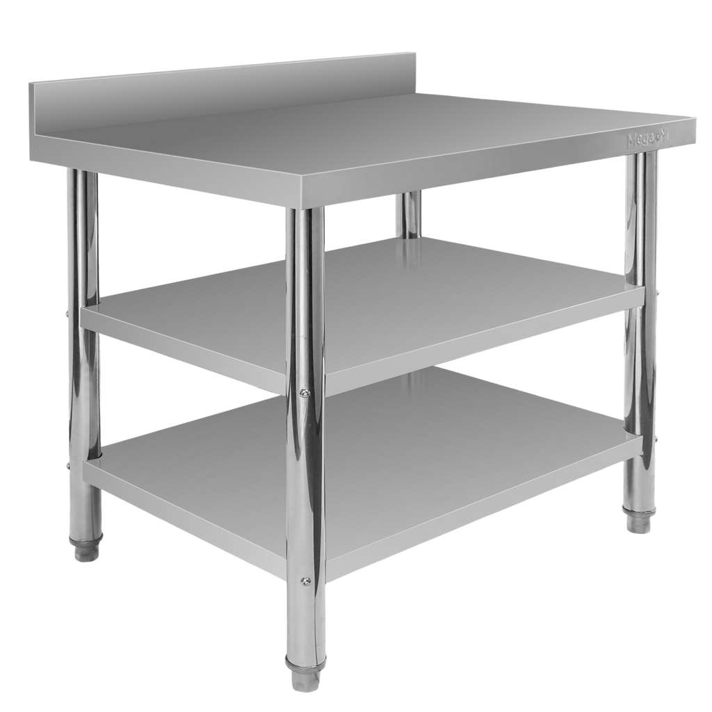 Stół gastronomiczny ze stali nierdzewnej przyścienny z 2 półkami S-100 cm