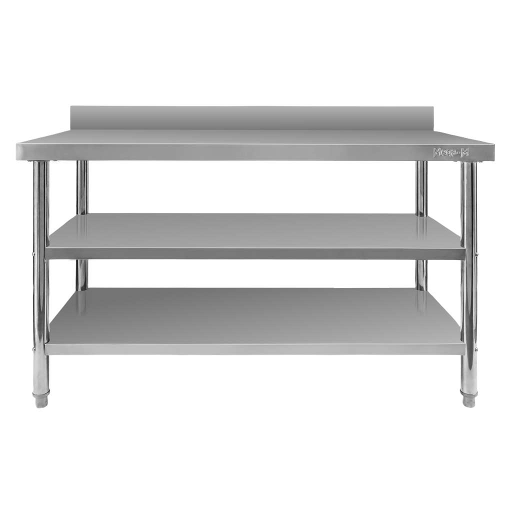 Stół gastronomiczny ze stali nierdzewnej przyścienny z 2 półkami S-140 cm