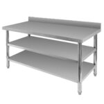 Zdjęcie produktu: Stół gastronomiczny ze stali nierdzewnej przyścienny z 2 półkami Mega-M X STANDARD 150x70x85 cm