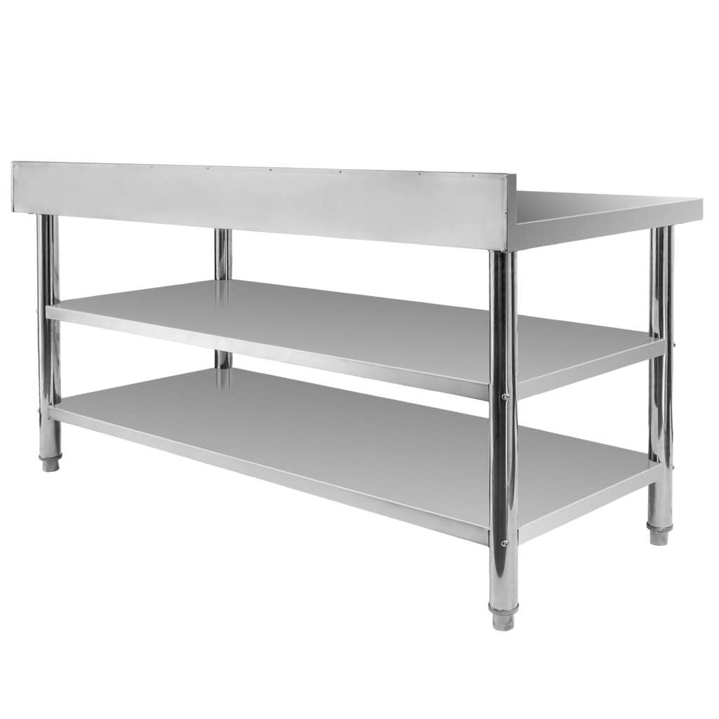 Stół gastronomiczny ze stali nierdzewnej przyścienny z 2 półkami S-160 cm