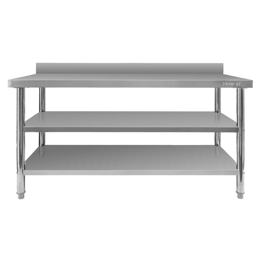 Stół gastronomiczny ze stali nierdzewnej przyścienny z 2 półkami S-160 cm