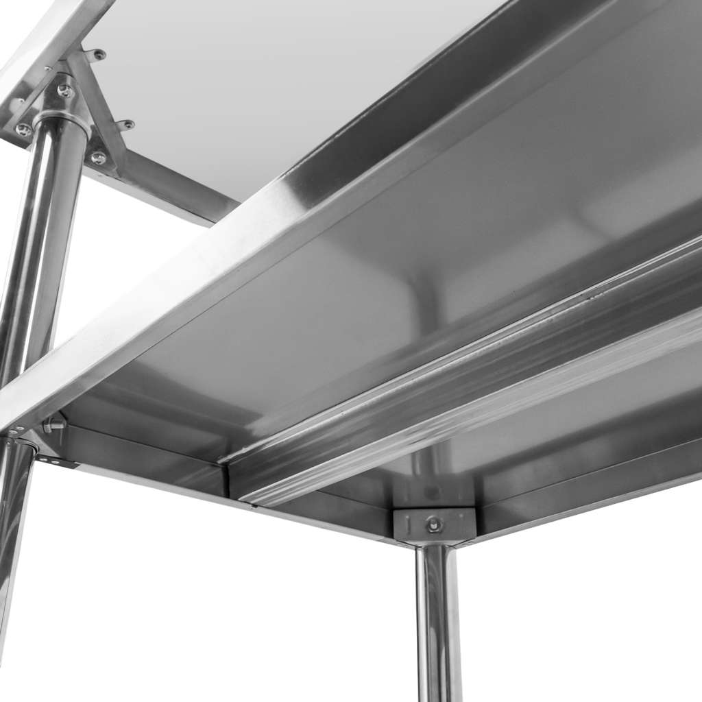 Stół gastronomiczny ze stali nierdzewnej przyścienny z 2 półkami S-80 cm