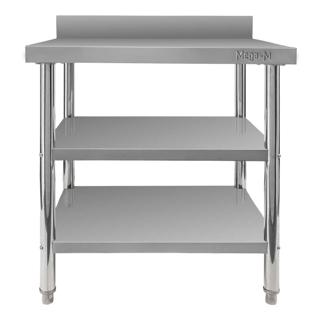 Stół gastronomiczny ze stali nierdzewnej przyścienny z 2 półkami S-80 cm