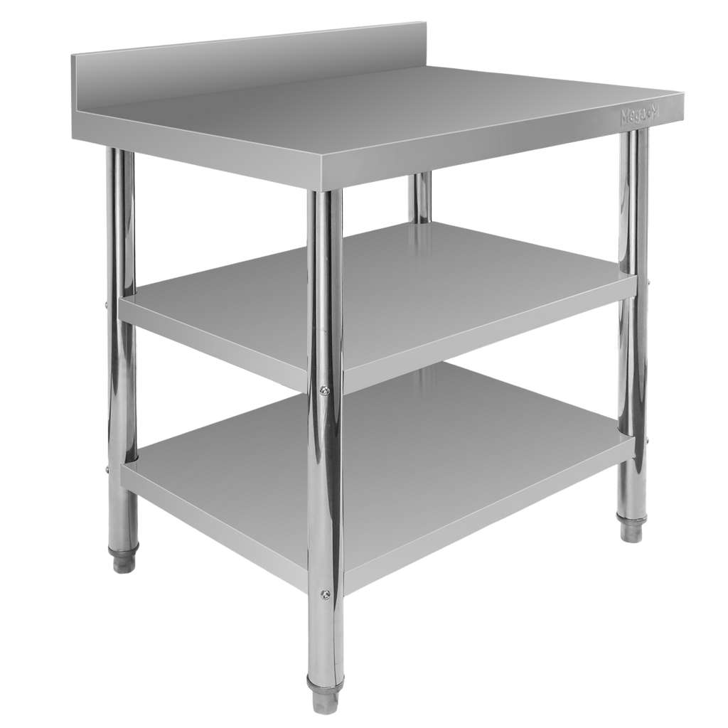 Stół gastronomiczny ze stali nierdzewnej przyścienny z 2 półkami S-80 cm